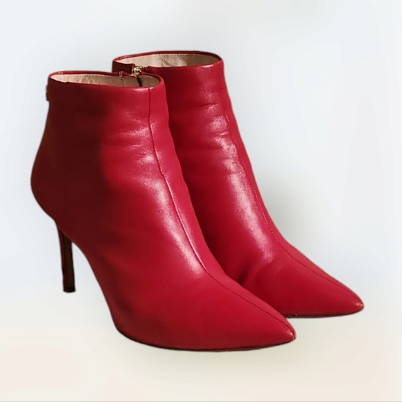 Women Vintage Leather Red Ankle Booties By Louis et Cie Size US 9M/EU 40 - Picture 1 of 11